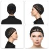 4 Pack Hair Nets Cap Crochet Knit Snood Bonnets Sleeping Hairnet Fitted Hair Cover Wrap Comfortable Haircare Wave Cap for Keep Curls Ballet Serving Shower Bath Head Circumference 20-22in