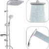 AQUALONA® Aquacapri Shower Column, Overhead and Handheld Shower with 5 Different Sprays Brass Exchange Valve, 2 Hoses Included (Aquacapri Shower Column)