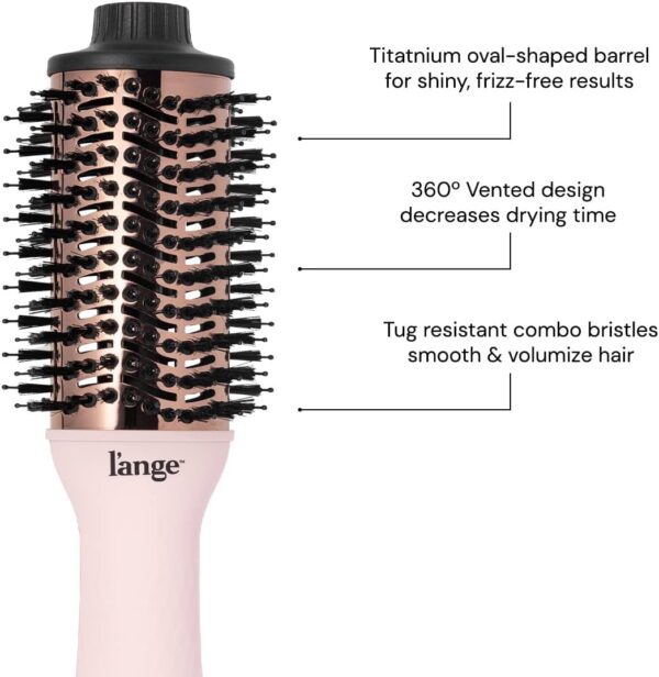 L'ANGE HAIR Le Volume 2-in-1 Titanium Blow Dryer Brush | Hot Air Brush in One with Oval Barrel | Hair Styler for Smooth, Frizz-Free Results for All Hair Types ((Blush - 60mm))