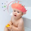 FUNUPUP Baby Shower Cap, Kids Shampoo Shower Bath Cap Adjustable Hair Washing Shampoo Shield Baby Visor for Eyes and Ears Protector (Pink)