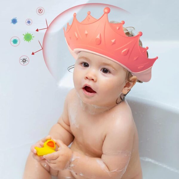 FUNUPUP Baby Shower Cap, Kids Shampoo Shower Bath Cap Adjustable Hair Washing Shampoo Shield Baby Visor for Eyes and Ears Protector (Pink)