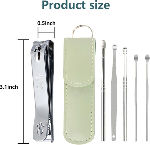 Stainless Steel Nail Clippers and Ear Picking Set, Professional Large Opening Toenail Clippers, Ergonomic Nail Care Tools, Precision Nail Cutters for Thick Nail, Include Ear Scoop for Ear Wax Removal