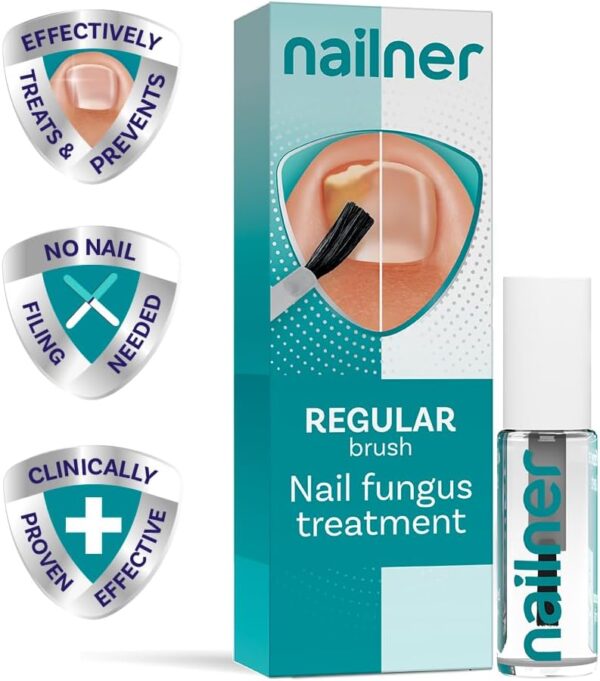 Nailner Fungal Nail Brush 5 ml - Treat & Prevent Fungal Nail Infection - Anti Fungal Nail Treatment for Toenails - Clinically proven - 300 Applications - Clear