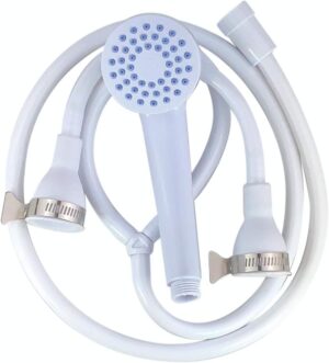 Double Tap Shower Head with Clamps - Bath Sink Shower Attachment for Bath Taps Shower Head Hose Spray Hair Dresser Pet Push On Mixer - for Round taps up to 2cm in Diameter 1.5-1.7m with Clamps