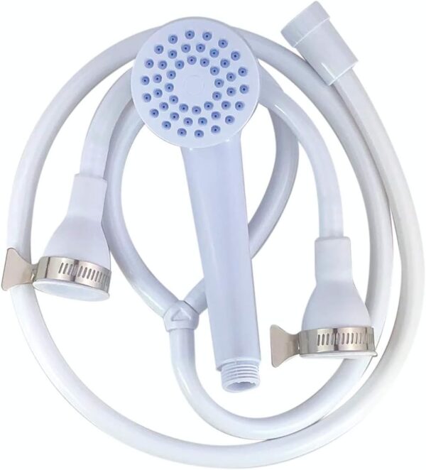 Double Tap Shower Head with Clamps - Bath Sink Shower Attachment for Bath Taps Shower Head Hose Spray Hair Dresser Pet Push On Mixer - for Round taps up to 2cm in Diameter 1.5-1.7m with Clamps