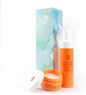 W7 Peachy Clean Cleansing Balm & Hydrating Foam Cleanser Set – Gently Removes Makeup, Dirt & Impurities – Infused with Fruit Extracts & Vitamin E to Help Nourish, Soothe, and Protect the Skin