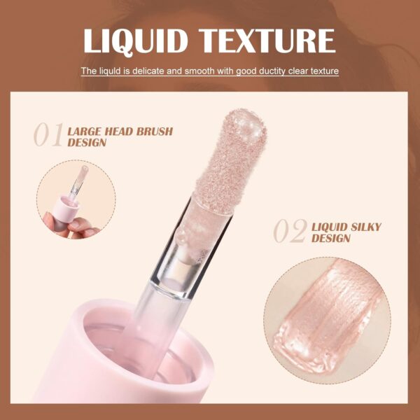 Liquid Highlighter Natural Glow For Face & Body, Waterproof Moisturizing Highlighter Makeup For Long Lasting Shimmer, Contour Liquid Luminizer Easy to Use with Cushion Applicator (#3 Rose gold)