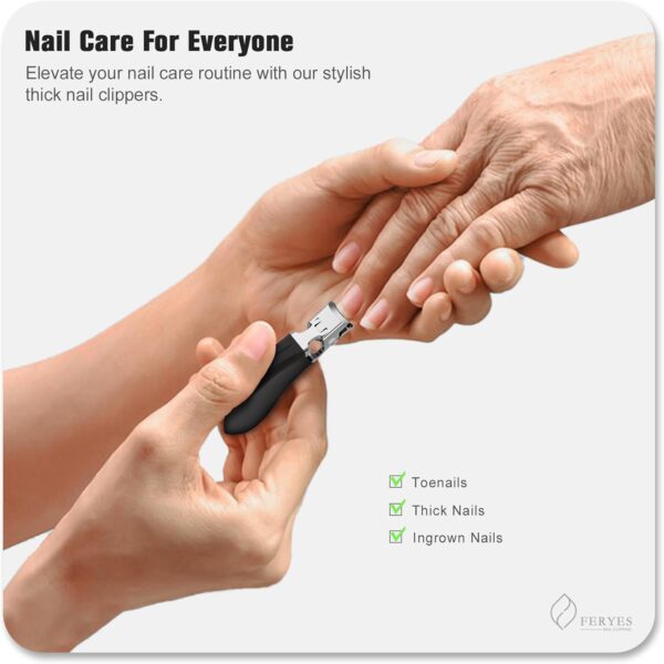 61DR4rfVQlL._AC_SL1500_.jpg FERYES Nail Clippers for Thick Nails with Catcher, Soft Grip Rubber Handle Fingernail Clippers for Effortless Nail Care, Precision & Powerful Thick Nail Cutter for Senior, Men and Women