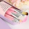ZHIYE Children Makeup Brushes, 7Pcs Makeup Brush Set Foundation Eyebrow Eyeliner Brush Cosmetic Concealer Brushes for Kids Girls, Women trave - Pink with case