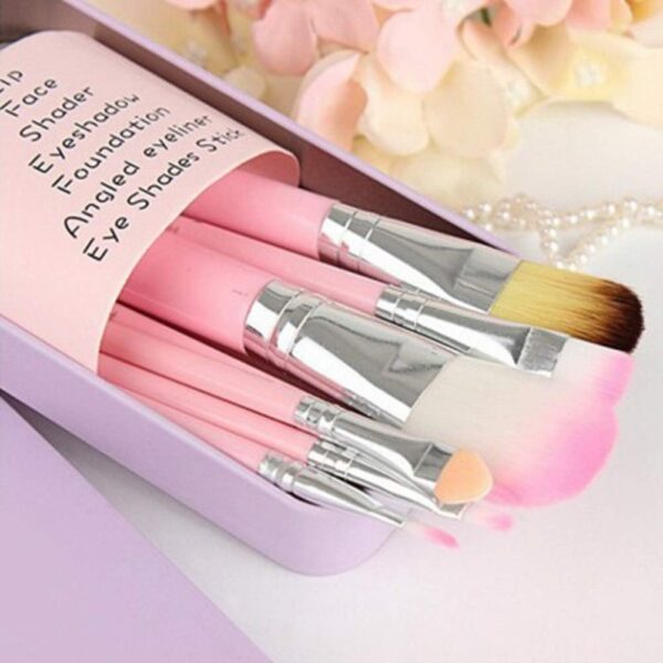 ZHIYE Children Makeup Brushes, 7Pcs Makeup Brush Set Foundation Eyebrow Eyeliner Brush Cosmetic Concealer Brushes for Kids Girls, Women trave - Pink with case