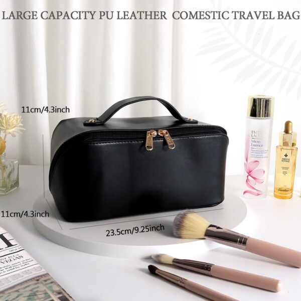 MAMUNU Large Capacity Cosmetic Travel Makeup Storage Bag with Handle Portable Zipper Cosmetic Toiletry Makeup Bag Large with Compartments for Women Girls, Black