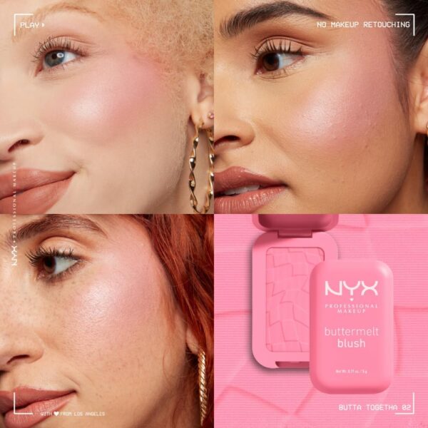 NYX Professional Makeup Buttermelt Powder Blush, Up To 12H Wear, Seamless Blending, Fade and Transfer Resistant, With Shea and Mango Butter, Vegan Formula, Shade: Butta Together