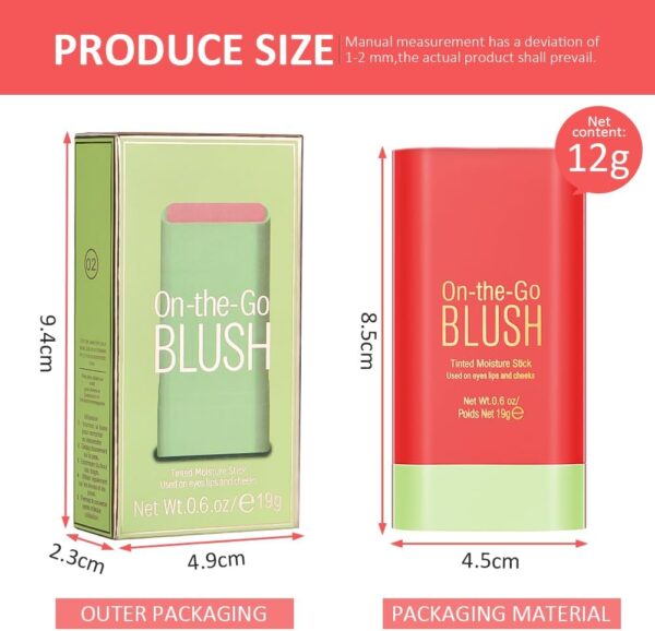 LOPHE 3 in 1 Blush Stick for Cheeks Lips Eyes, Long Lasting Lipstick Blusher Stick, Waterproof Lightweight Cream Blush, Moisturize and Blendable Blushers for Women Girls Cheeks Makeup (Hot Red)