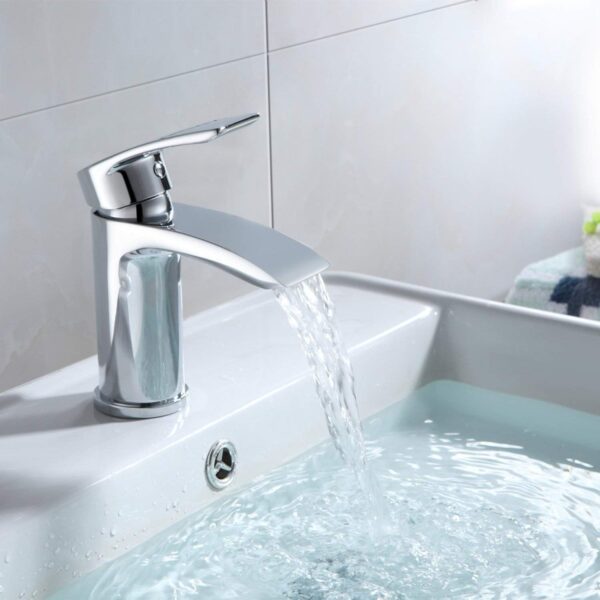 Hapilife Basin and Bath Mixer Tap with Shower Attachment Set Slotted Pop up Waste Waterfall Bathroom Sink Tap Cloakroom Bathtub Tub Filler Tap Mixers Monobloc Chrome Brass Bathroom Taps Set