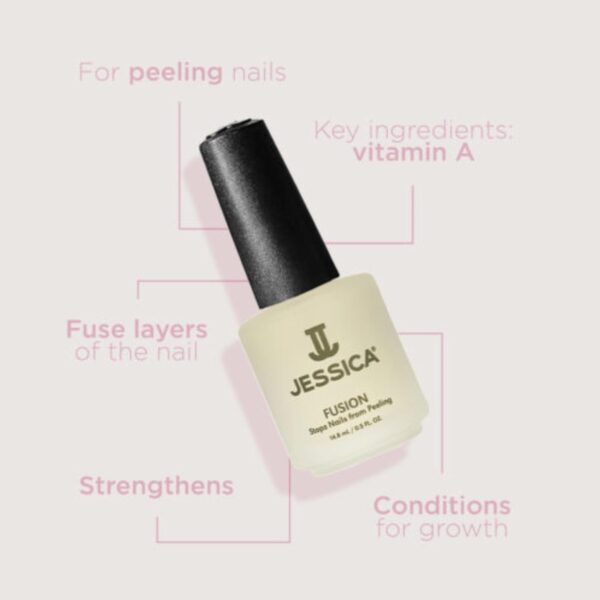 JESSICA Fusion Base Coat, Nail Varnish for Peeling Nails, Conditions and Strengthens with Vitamin A, 7.4ml
