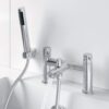 Architeckt® Malmo Bathroom Bath Shower Mixer Tap Handset Hose Attachment Round Twin Lever Handle for Bathtub Modern, Chrome