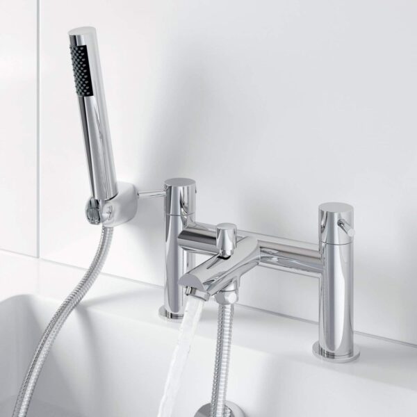 Architeckt® Malmo Bathroom Bath Shower Mixer Tap Handset Hose Attachment Round Twin Lever Handle for Bathtub Modern, Chrome