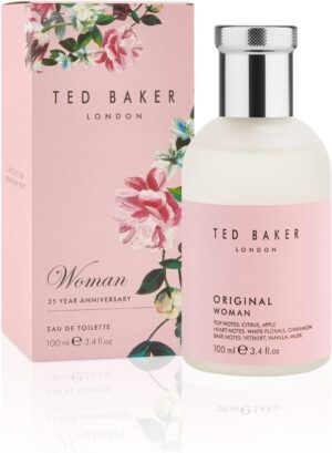 Ted Baker Woman Pink EDT, floral green feminine fragrance, opening notes are fresh peach, bergamont and tangerine with warm musk, vanilla and vetiver base notes, 100ml