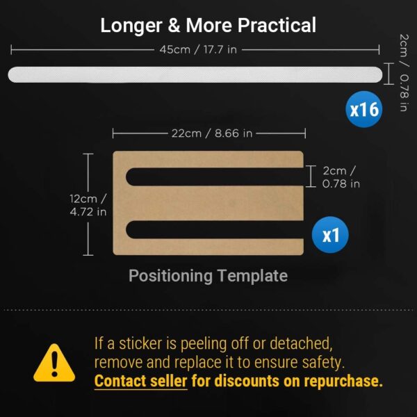 ecooe 16 Pieces Non Slip Stickers Shower Stickers Bath Safety Strips Transparent Self-Adhesive Non Slip Strips Stickers for Bathtubs Showers with Acrylic Board for Positioning
