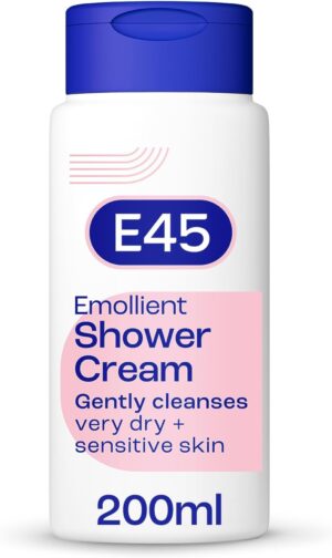 E45 Shower Cream for Dry, Sensitive, and Itchy Skin - Moisturising Body Wash for Men and Women - Helps Maintain Skin pH - Suitable for Eczema and Dermatologically Tested - 200 ml