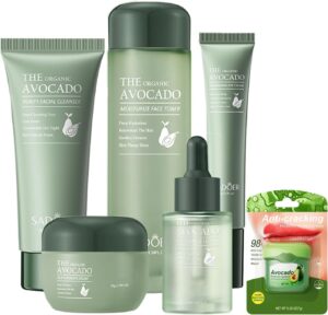 Skincare Gift Set Women - Avocado Skin Care Sets & Kits - Skincare Gifts For Teenage Girls - Pamper Gifts for Her with Cleanser-Toner-Face Serum-Eye Cream-Face Cream-Lip Balm(6PCS)