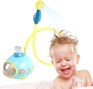 Kalastussaari Baby Bath Toy with Electric Submarine Bathtub Toy Sprinkler Shower Head Pool Spray Water Toy No Battery Blue