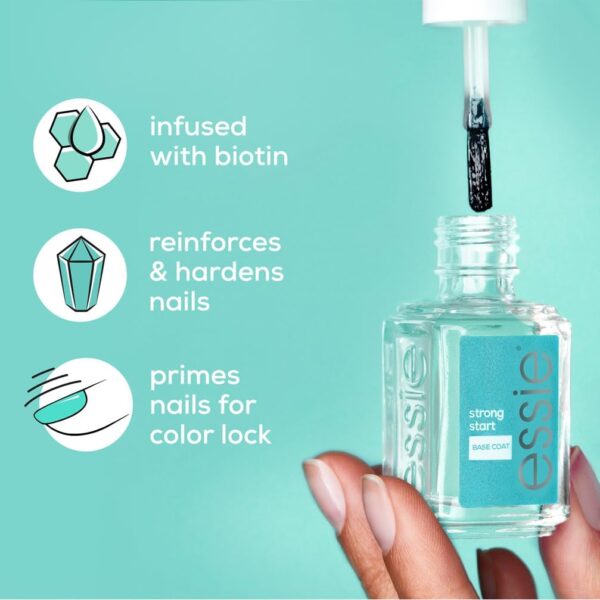 Essie Nail Polish Nail Care Strong Start Ridge Filling, Smoothing Nail Polish Clear Base Coat, 13.5ML, Strong Start (As Strong As It Gets)