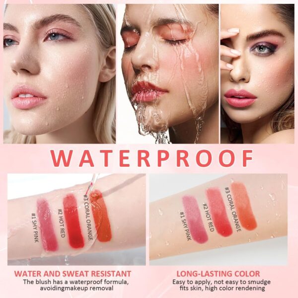 LOPHE 3 in 1 Blush Stick for Cheeks Lips Eyes, Long Lasting Lipstick Blusher Stick, Waterproof Lightweight Cream Blush, Moisturize and Blendable Blushers for Women Girls Cheeks Makeup (Hot Red)