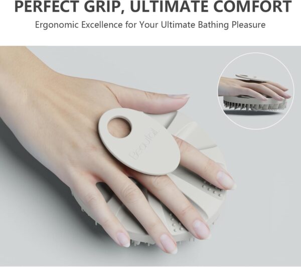 61F1bFZHm-L._AC_SL1500_.jpg BEAUTAIL Silicone Body Scrubber 5th Gen 2 Pack, Gentle Exfoliating Shower Bath Brush for Sensitive Skin, Innovative Silicone Bristles Design for Lather Well, Ergonomic No-Slip Handle (Black+Starlight)