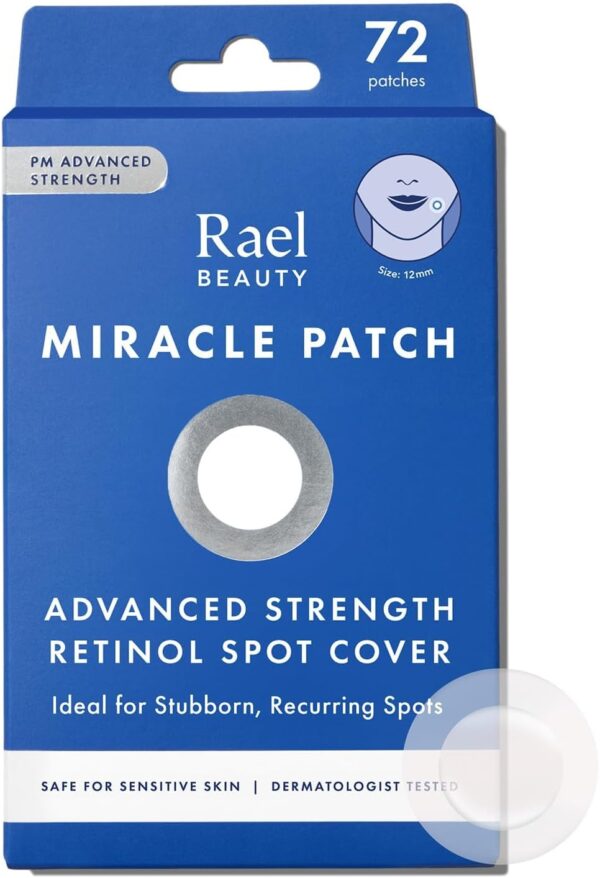 Rael Pimple Patches, Miracle Retinol Spot Cover - Korean Skincare, Hydrocolloid, Acne Spot Treatment Patch, Face Stickers, PM Advanced Treatment, Vegan & Cruelty Free (72 count)
