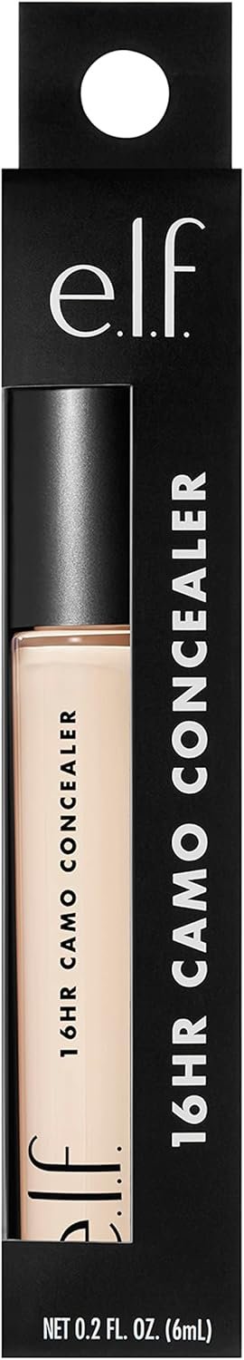 e.l.f. 16HR Camo Concealer Full Coverage Lightweight Conceals Corrects Contours Highlights Dries Matte Shades + 27 Colours Ideal for All Skin Types, Light Ivory, 6 millilitre