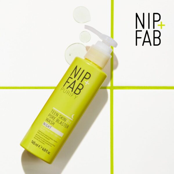 Nip + Fab Teen Skin Fix Pore Blaster Night Face Wash with Salicylic Acid, Wasabi Extract, and Tea Tree Oil Cleansing Purifying Facial Cleanser, Breakouts, 145ml
