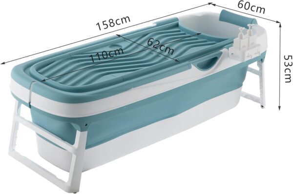 61FvQCZQ8oL._AC_SL1500_.jpg Schwänlein® Foldable Adult Bathtub, Portable Bathtub Adult, Folding Bathtub 158X62X52cm Large with Lid and Soap Box (158cm Blue)