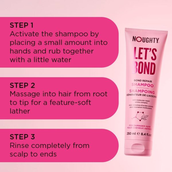 Noughty Let's Bond Repair Shampoo for Hair Repair, Restorative for Chemically Treated, Coloured and Damaged Hair, Reduce Breakage with Strength-Building for Healthier Hair, 250ml