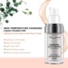 Colour Changing Foundation, TLM Flawless Color Changing Warm Skin Tone Foundation for Mature Skin, Waterproof Naturally Blends Moisturizing Foundation Makeup Base Nude Concealer Full Coverage SPF 15