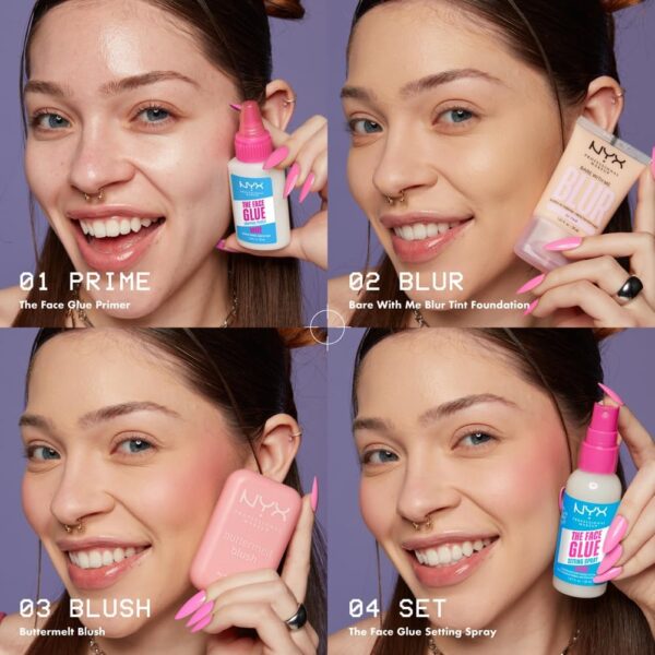 NYX Professional Makeup Face Primer, Gripping Primer, Offers Up to 24HR Hydration, Long-lasting Wear, The Face Glue, 35ml