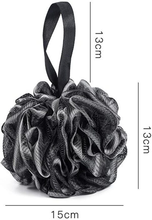 61GLHmLLSwL._AC_SL1500_.jpg 2 Pack Mesh Pouf Bath Sponge with Clear Travel Toiletry Bag Black+White Mesh Loofah Body Exfoliating Shower Ball Shower Sponge with 2 Wall Hooks