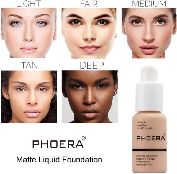 2PCS PHOERA Foundation, PHOERA Matte Liquid Foundation,PHOERA Makeup for Women, PHOERA Foundation Full Coverage Concealer, 30ml 24HR Matte Oil Control Concealer (2pcs- 104- Buff Beige)