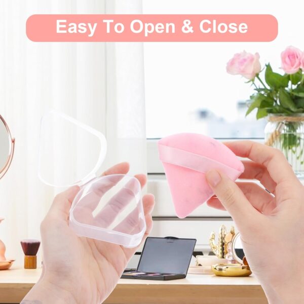 8 Pcs Powder Puffs Cases, Triangle Powder Puff Container Clear Makeup Sponge Protective Container Portable Beauty Blender Holder Reusable Dust-Proof Pocket Cosmetic Puff Box for Travel