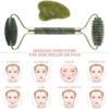 【3 PCS】Jade Roller & Gua Sha Massage Kits, LauCentral Natural Anti-Aging Face Roller for Eye Puffiness Treatment, Skin Tightening, Rejuvenate Face & Neck, Natural Green Massager