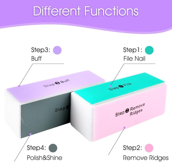 12Pcs Nail Buffer Block, 4-Way Sponge Buffer Block Professional Manicure Tools Kit for Shine Polisher Nail Buffing Rectangular Art Care Buffer Block Tools for Smooth Glossy Nails