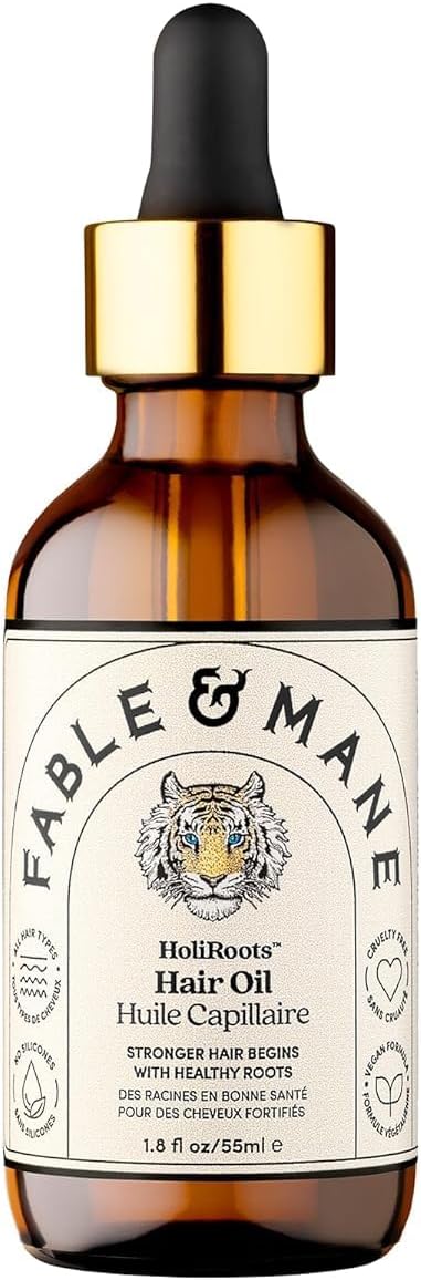 Fable & Mane HoliRoots Hair Oil, Strengthens Dry, Damaged Hair and Scalp. Pre Wash Oil Treatment Repairs with Ashwagandha, Amla and Castor Oil