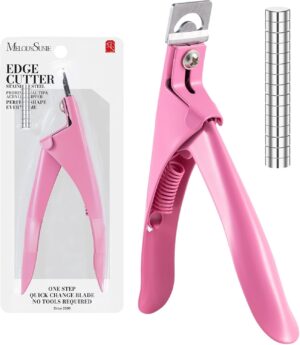 MelodySusie Acrylic Nail Clippers with 15Pcs Magnets Tip Cutters for Fake Gel Nails Sharp Professional Manicure Pedicure with Length Measurement Trimmer Nail Care Tools (Pink)
