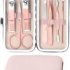 JeoPoom Professional Nail Clipper Set[7 Pcs], Manicure Set, Pedicure Set Stainless Steel Nail Scissors Travel & Grooming Manicure Set, Nail Care Kit, With Box (Pink)