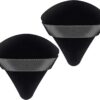 WROLY Triangle Puff 4 Pcs for Pressed Powder, Soft & Resuable Foundation Sponge With Strap, Makeup Sponge Perfect For Dry & Wet Makeup (Black + Black)