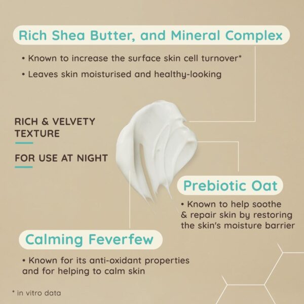 Aveeno CALM+RESTORE Re-Hydrating Night Cream (1 x 50ml), Fragrance-Free Face Care, Intensely Nourishes with Shea Butter & Prebiotic Oat, Suitable for Sensitive Skin