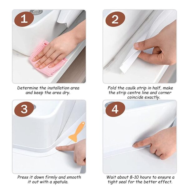2 Rolls Bath Sealant Strip Self Adhesive, Caulk Strip Sealant Tape, Bathroom Sealant White Waterproof, Sealant Tape for Toilet, Bathtub, Shower, Wall Corner, Kitchen with Sealing Tool