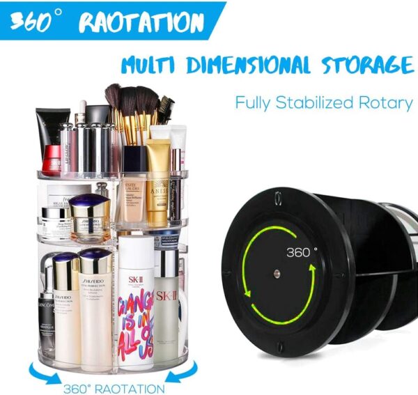 61HTUZv9DgL._AC_SL1000_.jpg Rotating Makeup Organizer 360 Degree Adjustable Cosmetic Storage Makeup Spinning Holder Storage Rack with 7 Layers Large Capacity , Display Stand Box Perfect for Dresser Bedroom Bathroom (Transparent)
