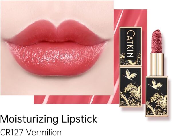 CATKIN Red Glitter Lipstick, Long Lasting, High Impact, Moisturizing Formula, enriched with Avocado Oil and Vitamin E, 3.2g