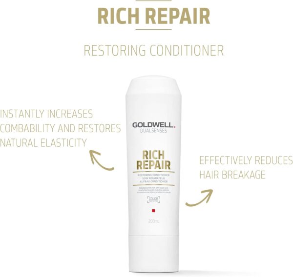 Goldwell Dualsenses Rich Repair Restoring Conditioner, for Dry to Damaged Hair, 200 ml